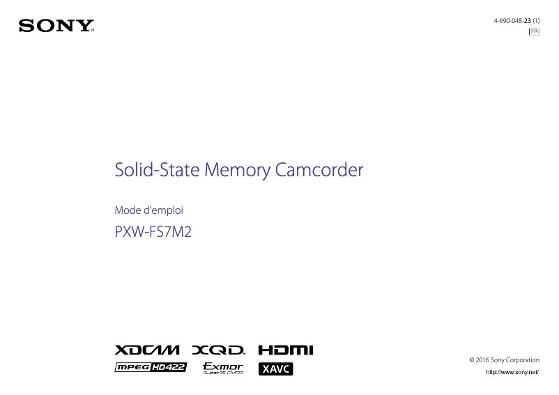 Page 1 de la notice Manuel utilisateur Sony PXW-FS7M2