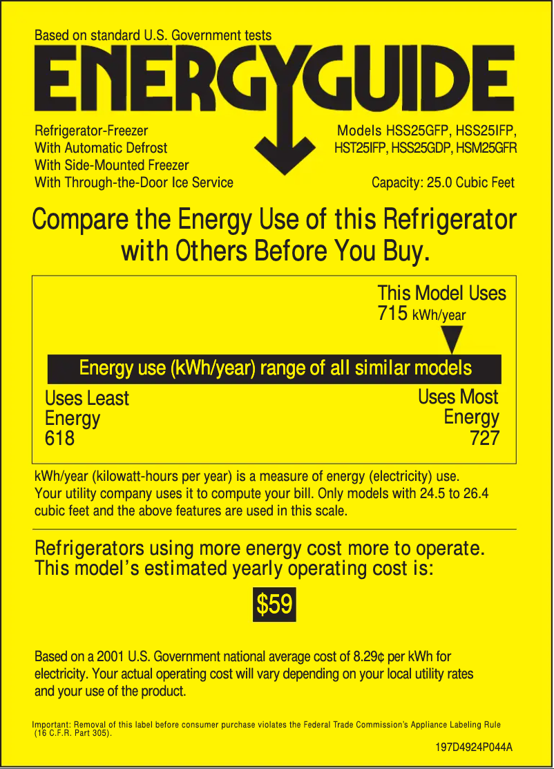 Page n°1 - Label énergétique Hotpoint HSS25IFPCC