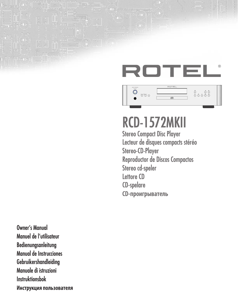 Page 1 de la notice Manuel utilisateur Rotel RCD-1572MKII
