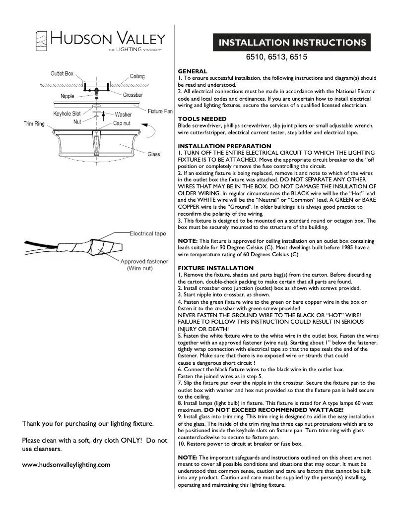 Page 1 de la notice Manuel utilisateur Hudson Valley Newport 6513-AGB