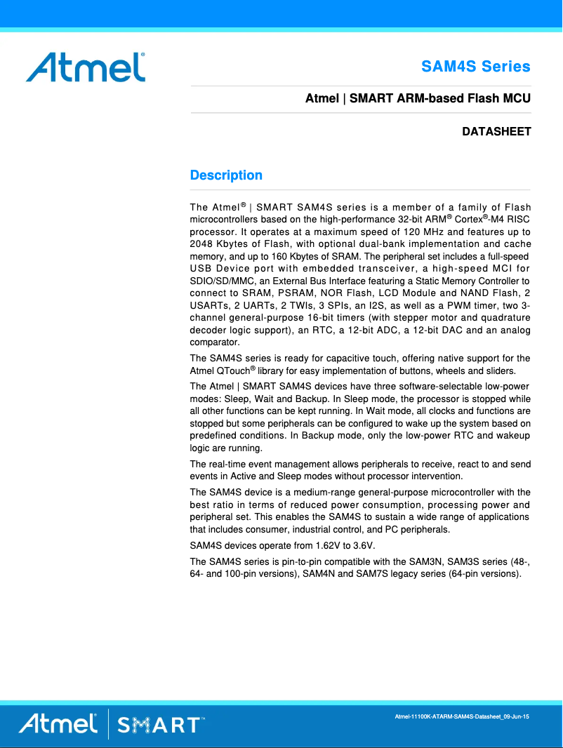 Page 1 de la notice Fiche technique Microchip ATSAM4S8C