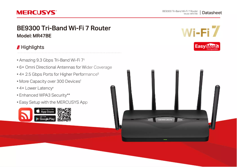 Page 1 de la notice Fiche technique Mercusys MR47BE