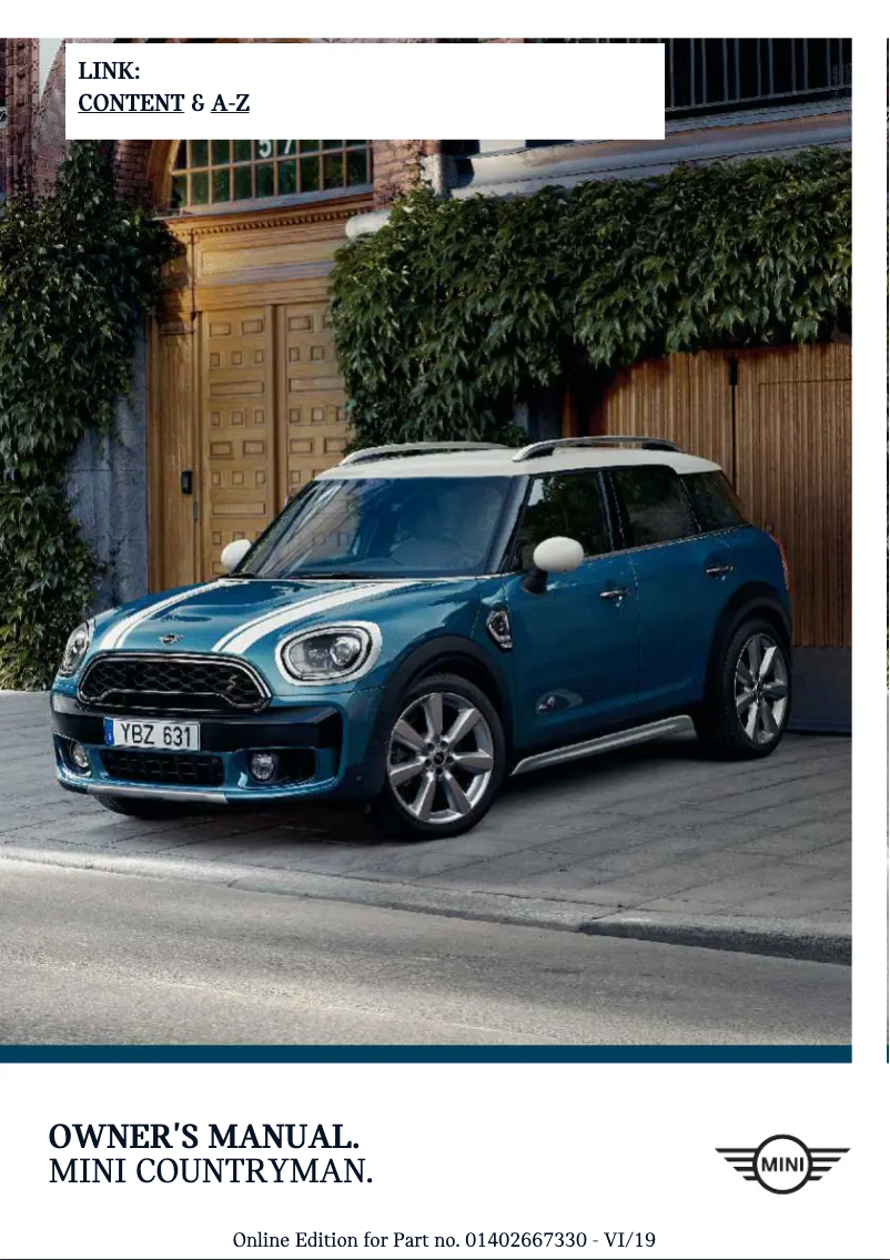Page 1 de la notice Manuel utilisateur Mini Countryman (2020)