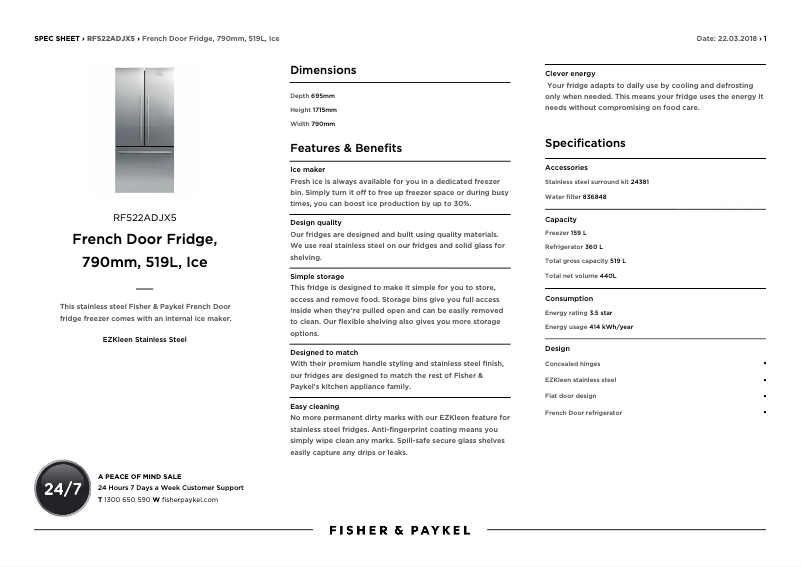 Página 1 del manual Manual de usuario Fisher & Paykel RF522ADJX5