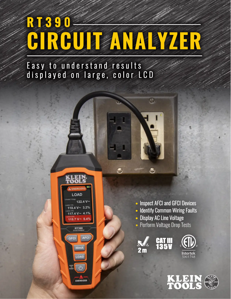 Page 1 de la notice Brochure Klein Tools RT390