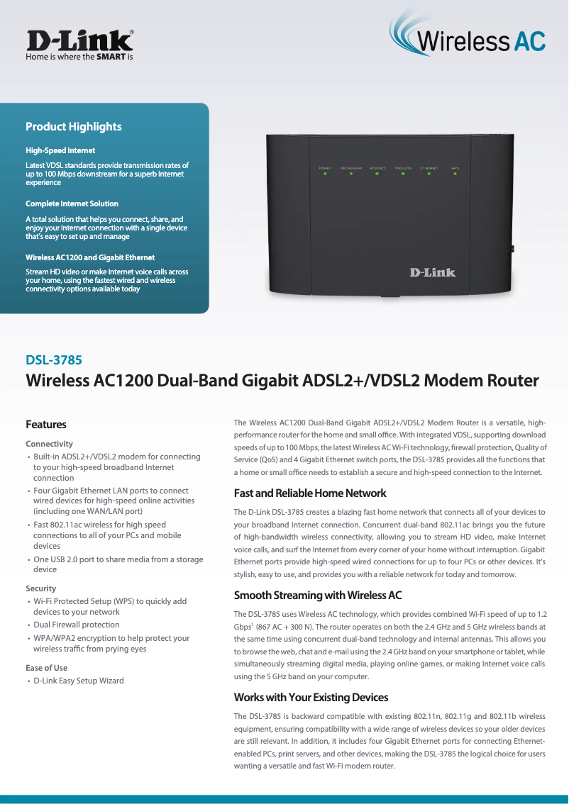 Image de la première page du manuel de l'appareil DSL-3785