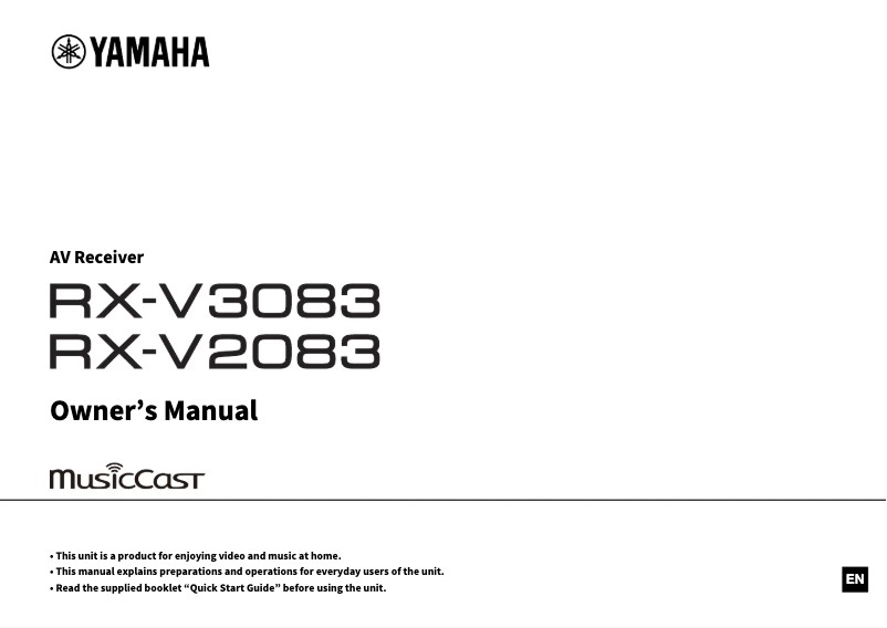 Page n°1 - Manuel utilisateur Yamaha RX-V2083