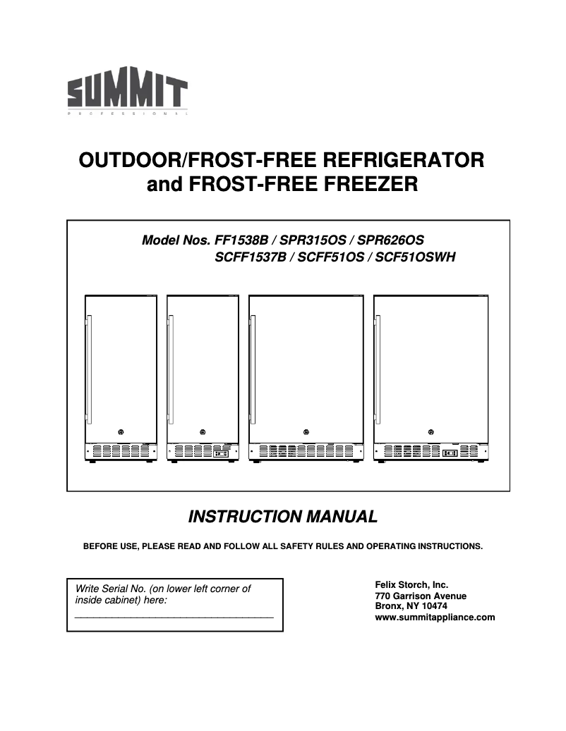 Page 1 de la notice Manuel utilisateur Summit SPR315OS