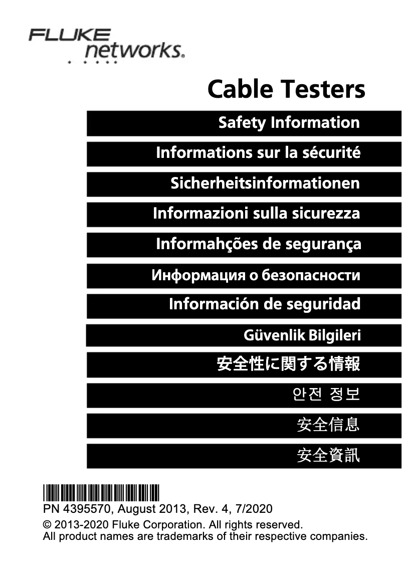 Page n°1 - Instructions de sécurité Fluke MicroScanner Networks 2