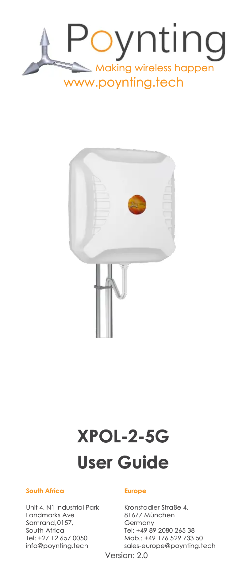 Page n°1 - Manuel utilisateur Poynting XPOL-2-5G