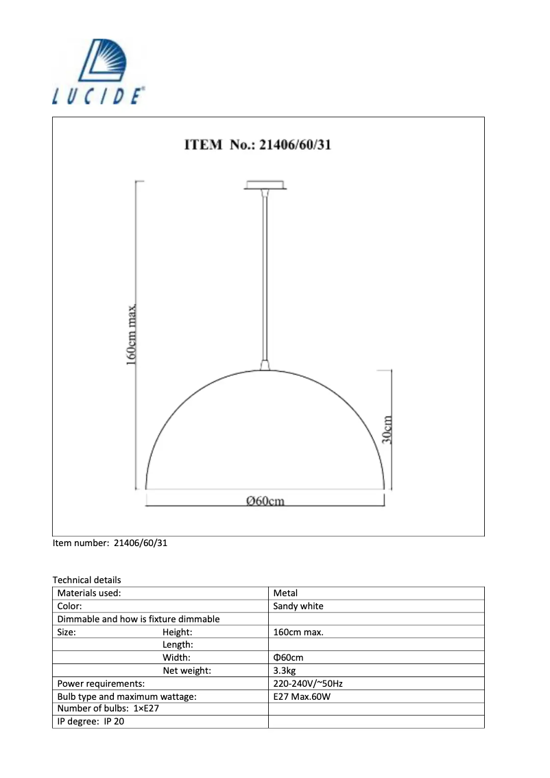 Page 1 de la notice Manuel utilisateur Lucide Eternal