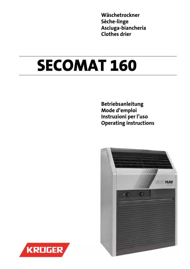 Page n°1 - Manuel utilisateur Krüger Secomat 160