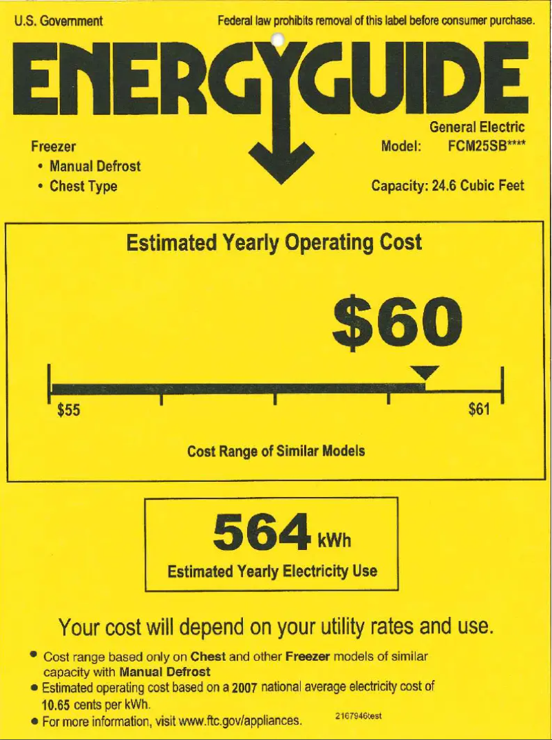 Page n°1 - Label énergétique GE FCM25DTWH