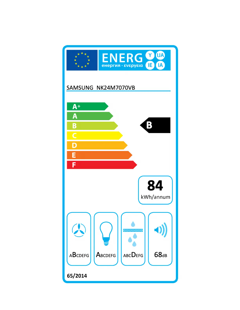 Page n°1 - Label énergétique Samsung NK24M7070VB