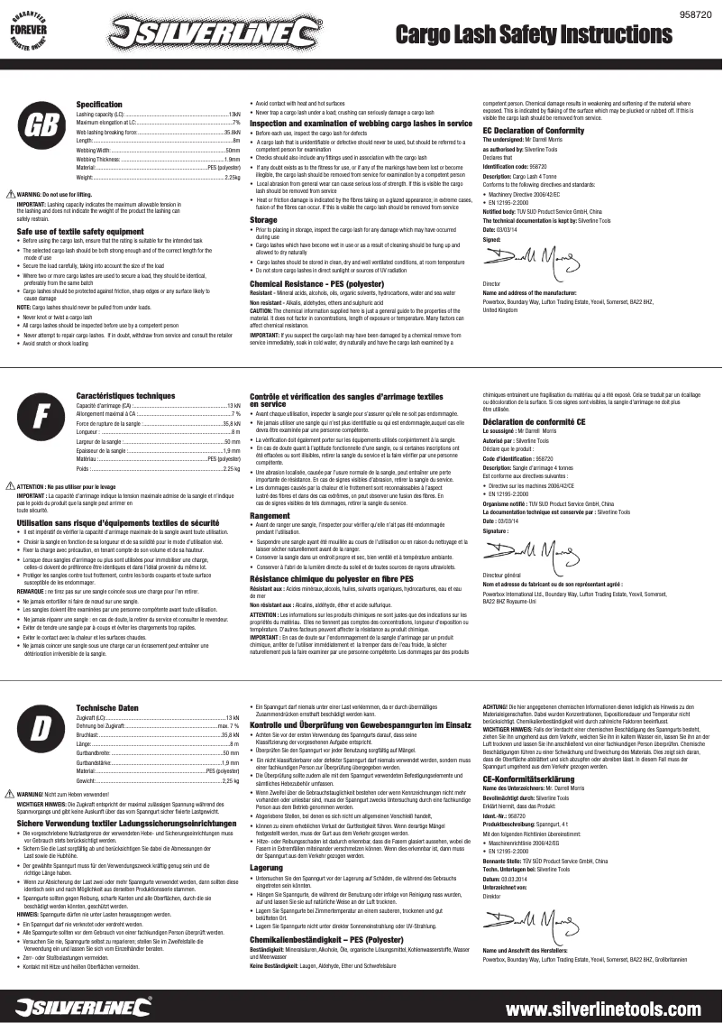 Image de la première page du manuel de l'appareil 958720