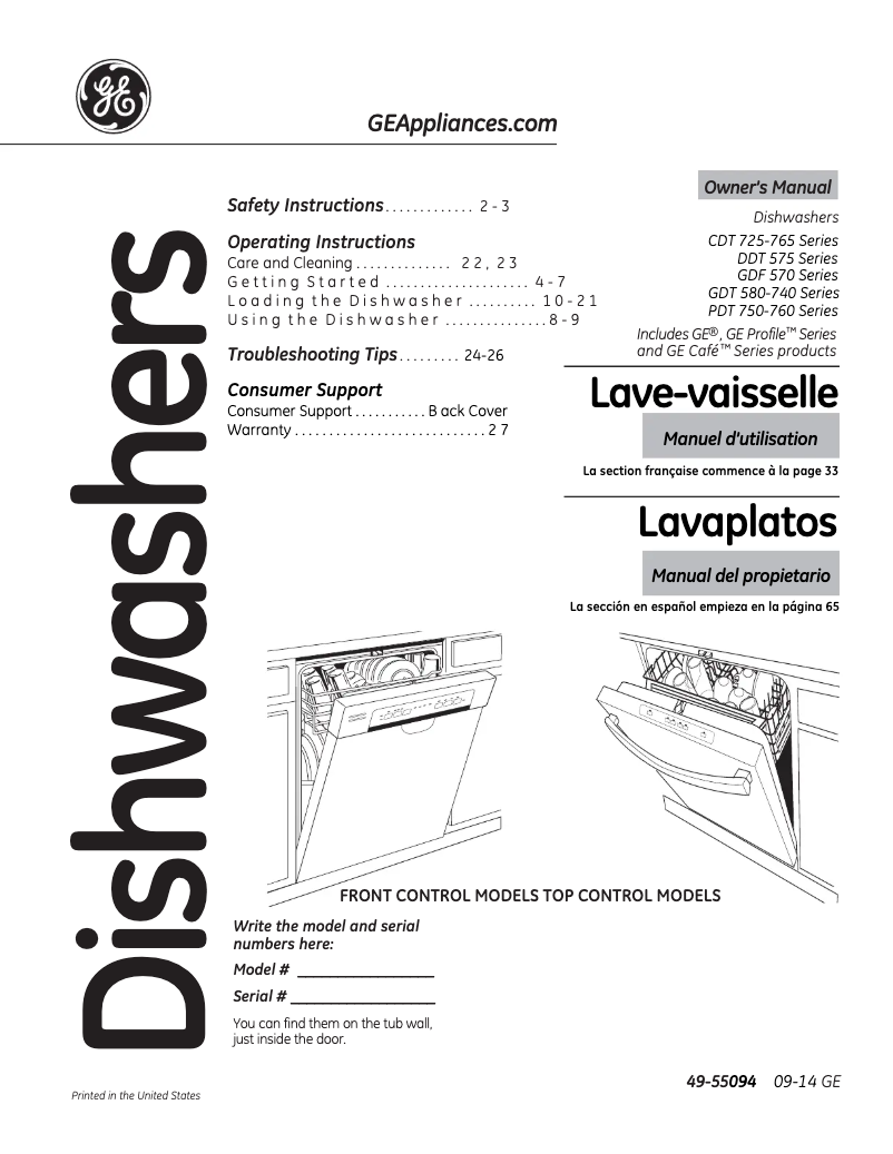 Page n°1 - Mode d'emploi GE GDF570SGFCC
