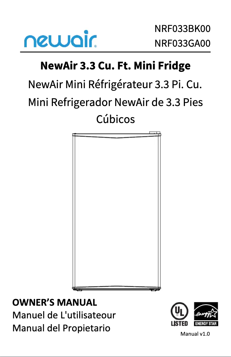 Page n°1 - Manuel utilisateur NewAir NRF033GA00