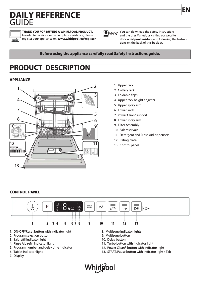 Página 1 del manual Manual de usuario Whirlpool WIO 3T226 PFG
