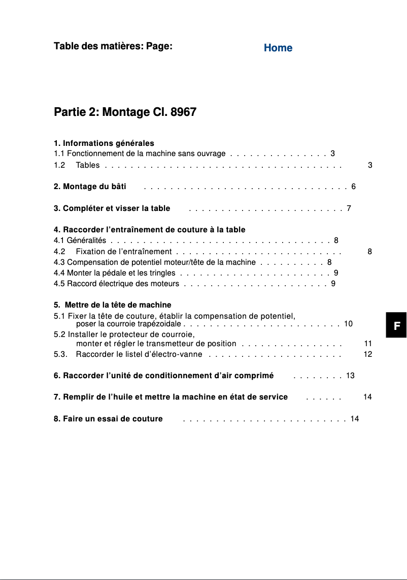 Page n°1 - Guide d'installation Dürkopp Adler 8967