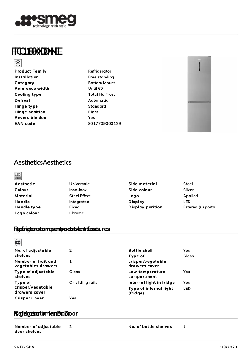 Page n°1 - Brochure Smeg FC18XDNE