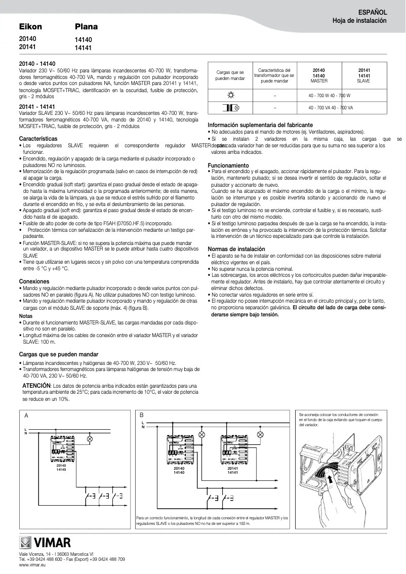 Page 1 de la notice Manuel utilisateur Vimar 20141.N