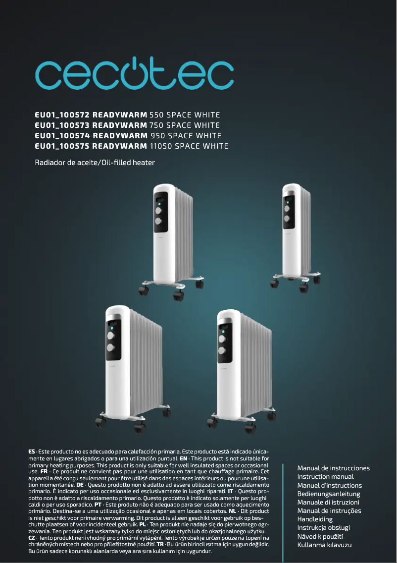 Image de la première page du manuel de l'appareil ReadyWarm 550 Space