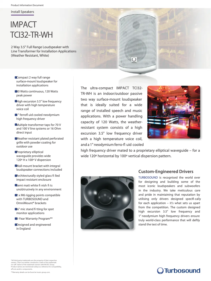 Page n°1 - Fiche technique Turbosound Impact TCI32-TR