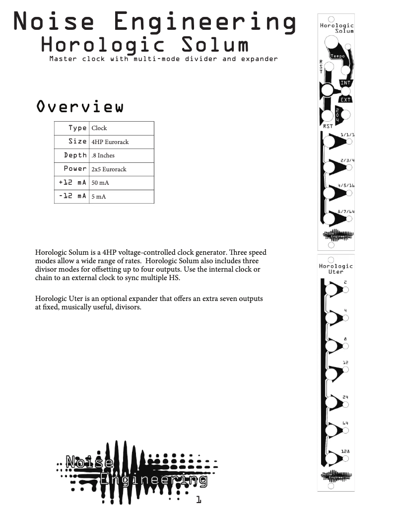 Image de la première page du manuel de l'appareil Horologic Solum