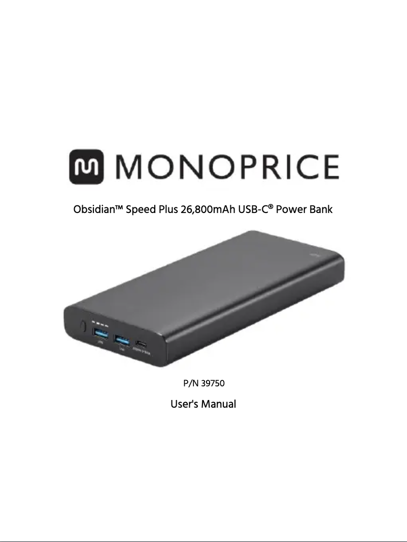 Page 1 de la notice Manuel utilisateur Monoprice 39750