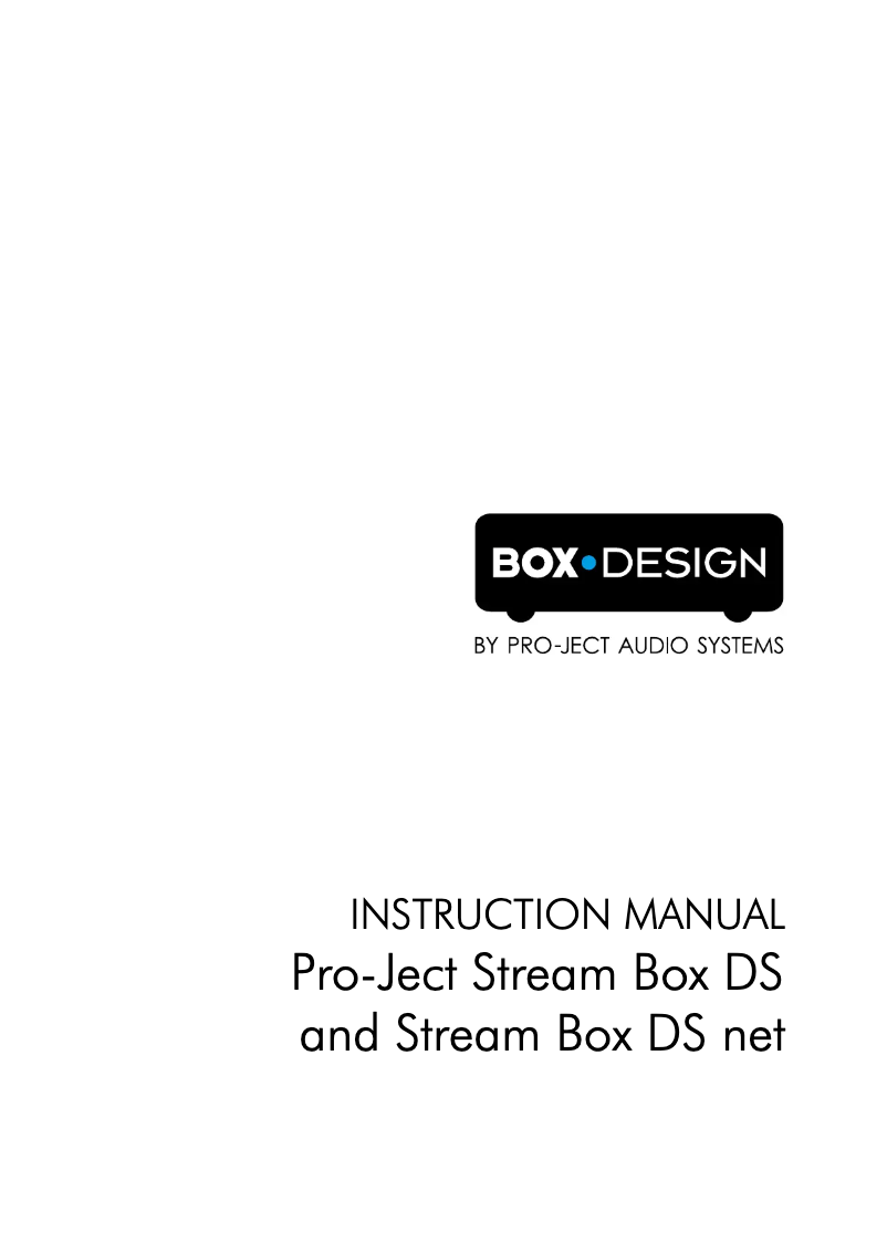 Page 1 de la notice Manuel utilisateur Pro-Ject Stream Box DS
