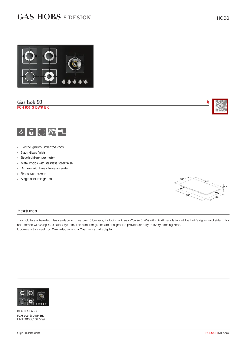 Page n°1 - Fiche technique Fulgor Milano FCH 905 G DWK