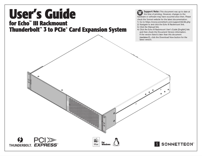 Página 1 del manual Manual de usuario Sonnet Echo III Rackmount