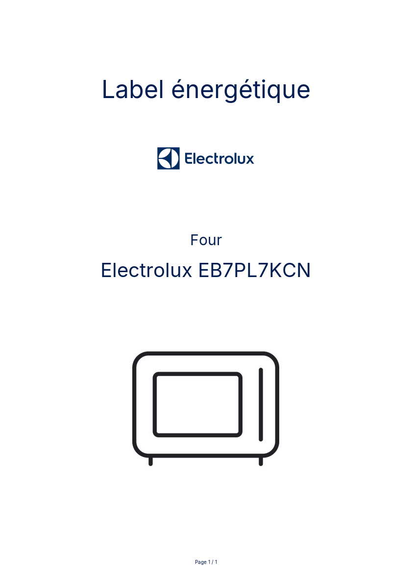 Image de la première page du manuel de l'appareil EB7PL7KCN