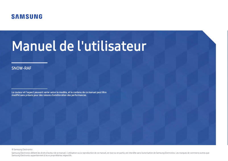 Page 1 de la notice Manuel utilisateur Samsung SNOW-RAF