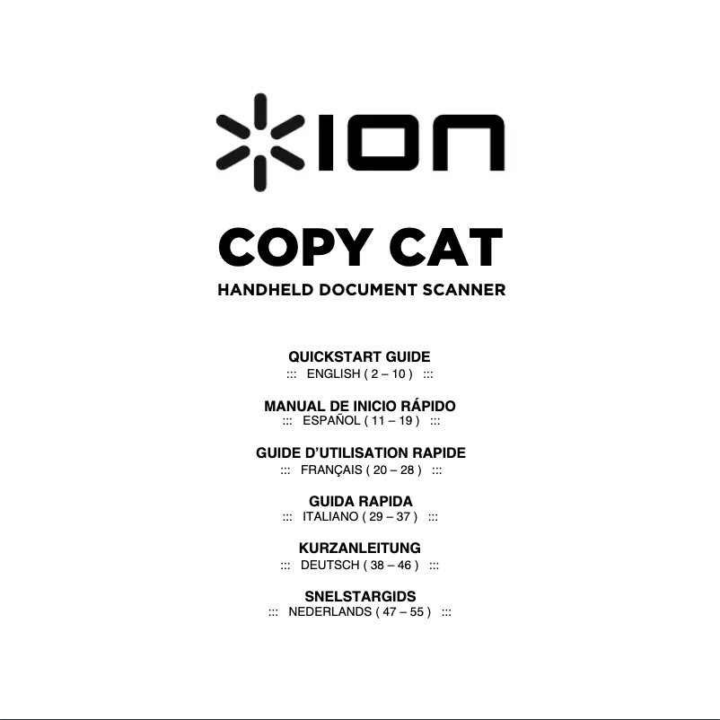 Image de la première page du manuel de l'appareil ION CopyCat MK2