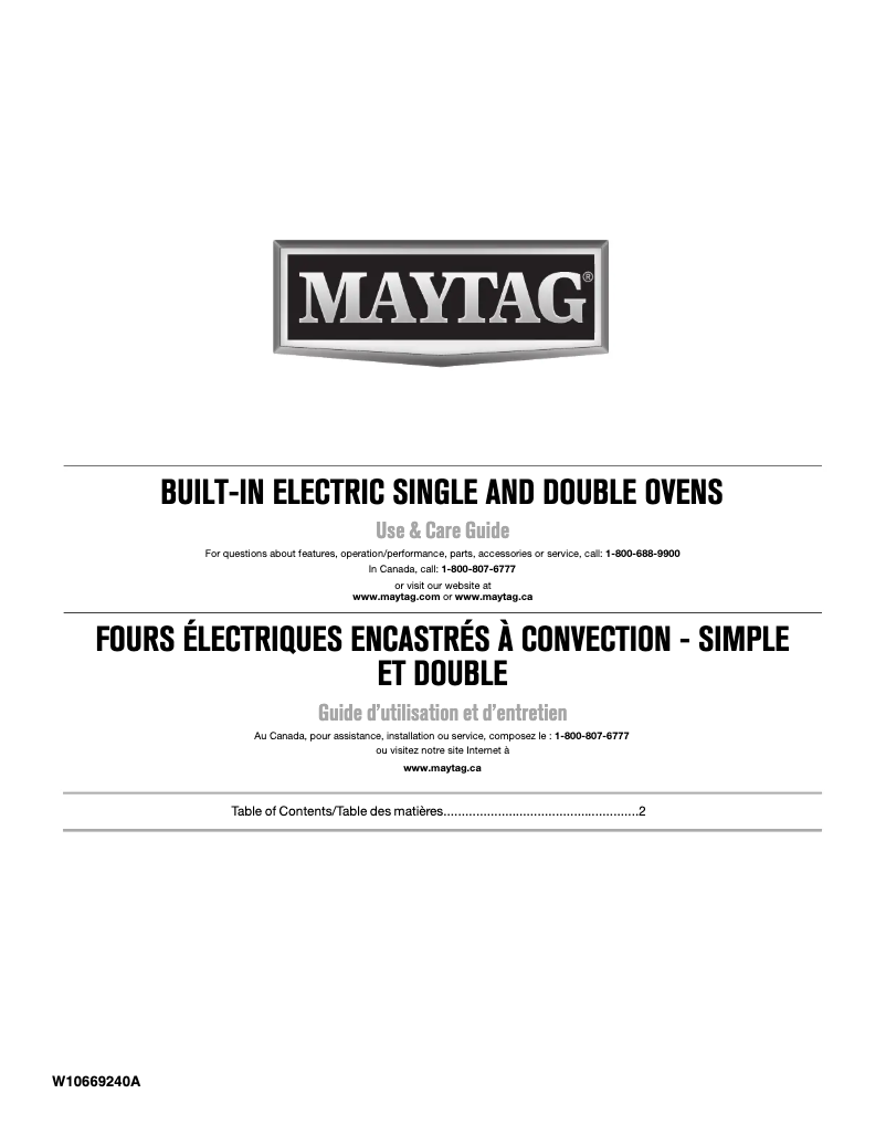 Page 1 de la notice Manuel utilisateur Maytag MEW7630DE