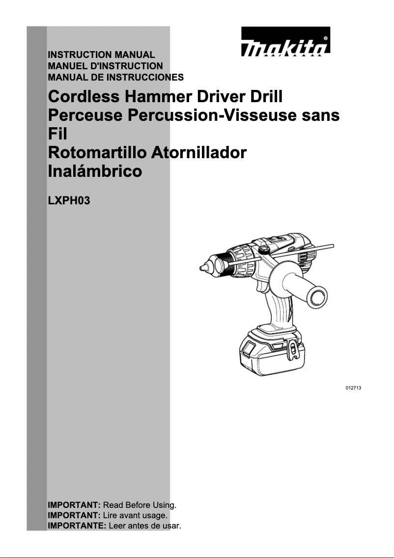 Page n°1 - Manuel utilisateur Makita LXPH03Z