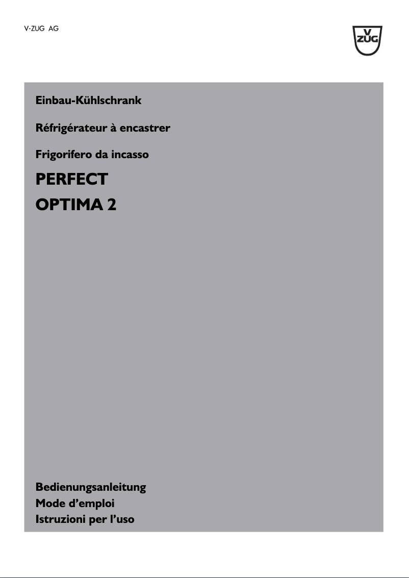 Page n°1 - Manuel utilisateur V-Zug Perfect ECO