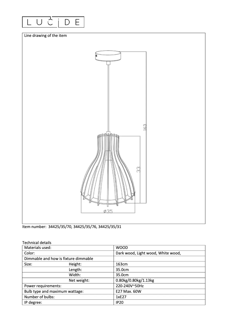 Page 1 de la notice Manuel utilisateur Lucide Bounde 34425/35/76