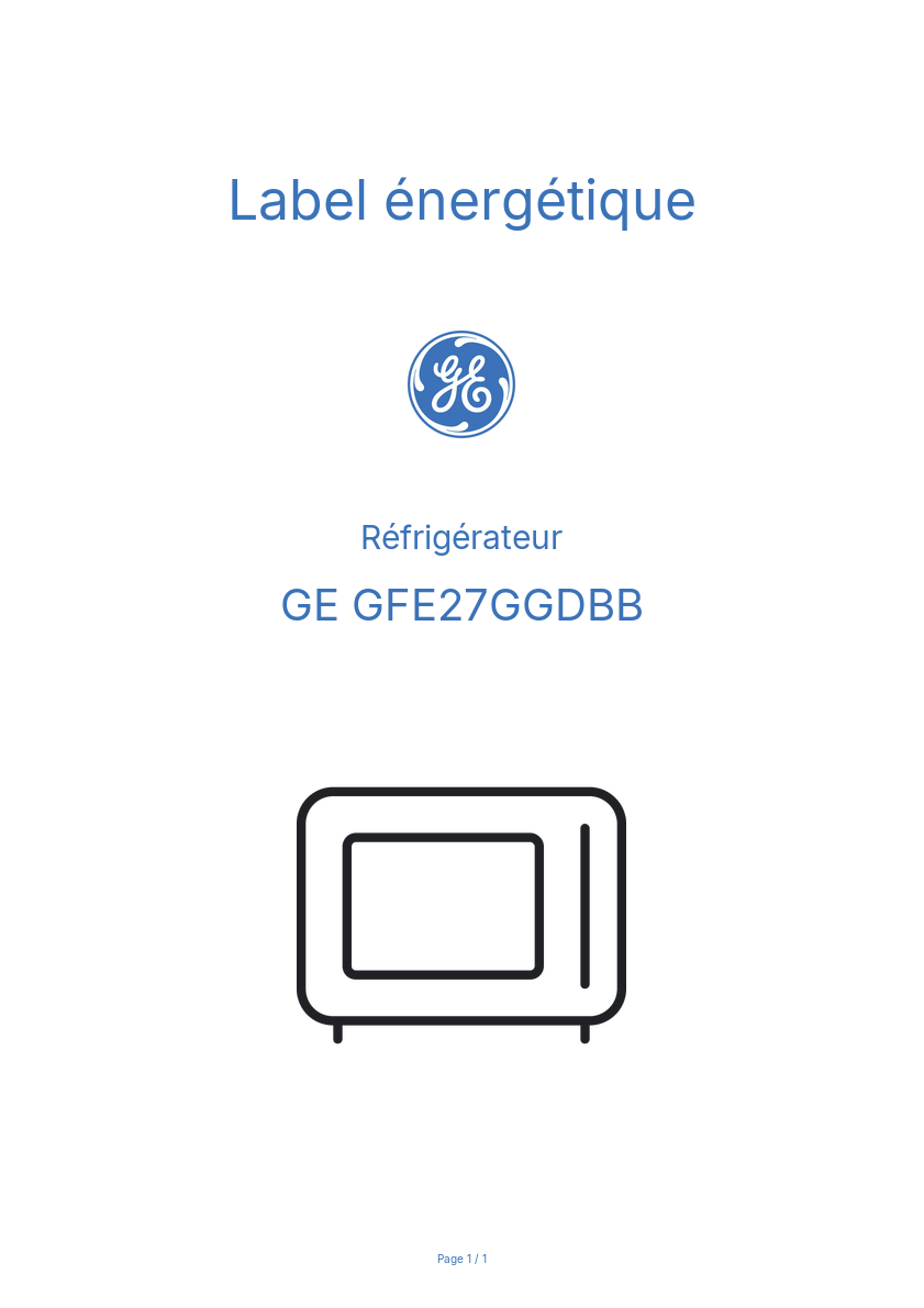 Image de la première page du manuel de l'appareil GFE27GGDBB