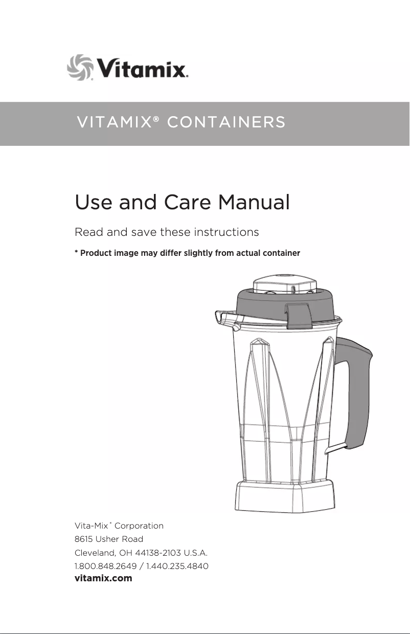 Page n°1 - Manuel utilisateur Vitamix Classic