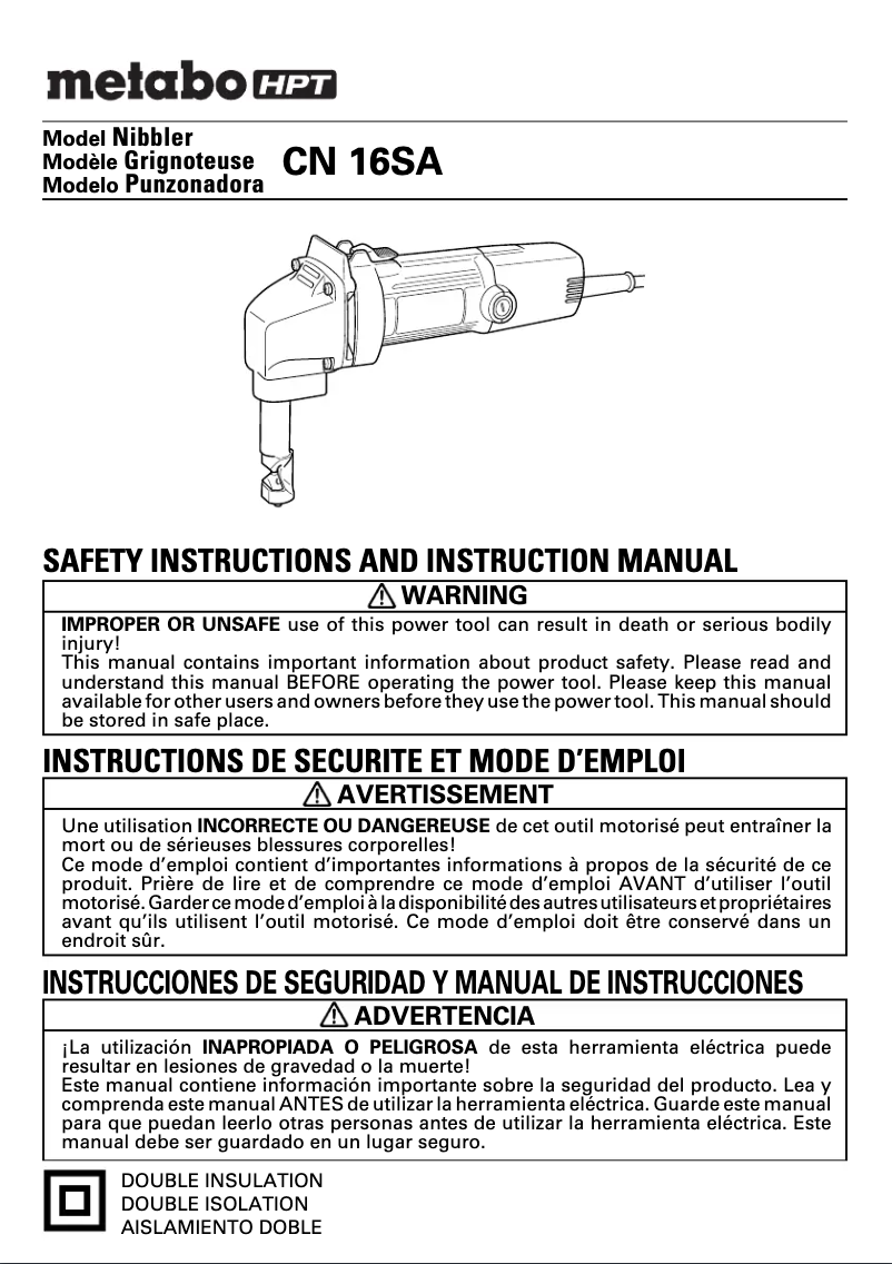 Page 1 de la notice Manuel utilisateur HiKOKI CN16SA