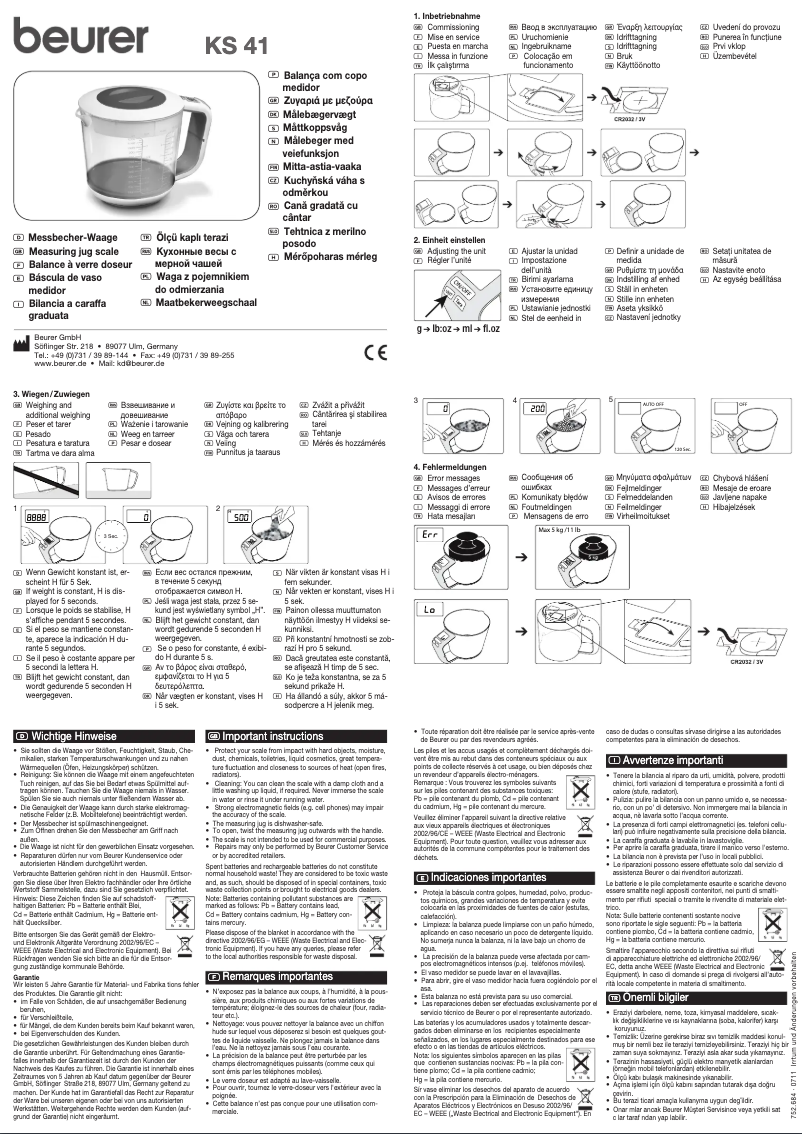 Page 1 de la notice Manuel utilisateur Beurer KS41