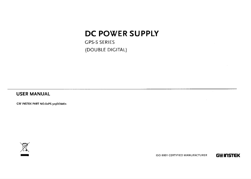 Page 1 de la notice Manuel utilisateur GW Instek GPS-3030D