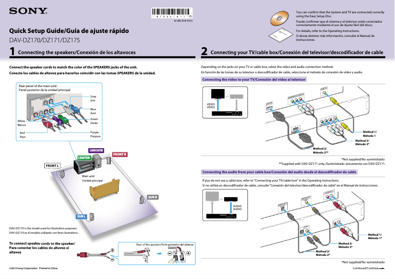 Página 1 del manual Guía de instalación Sony DAV-DZ170