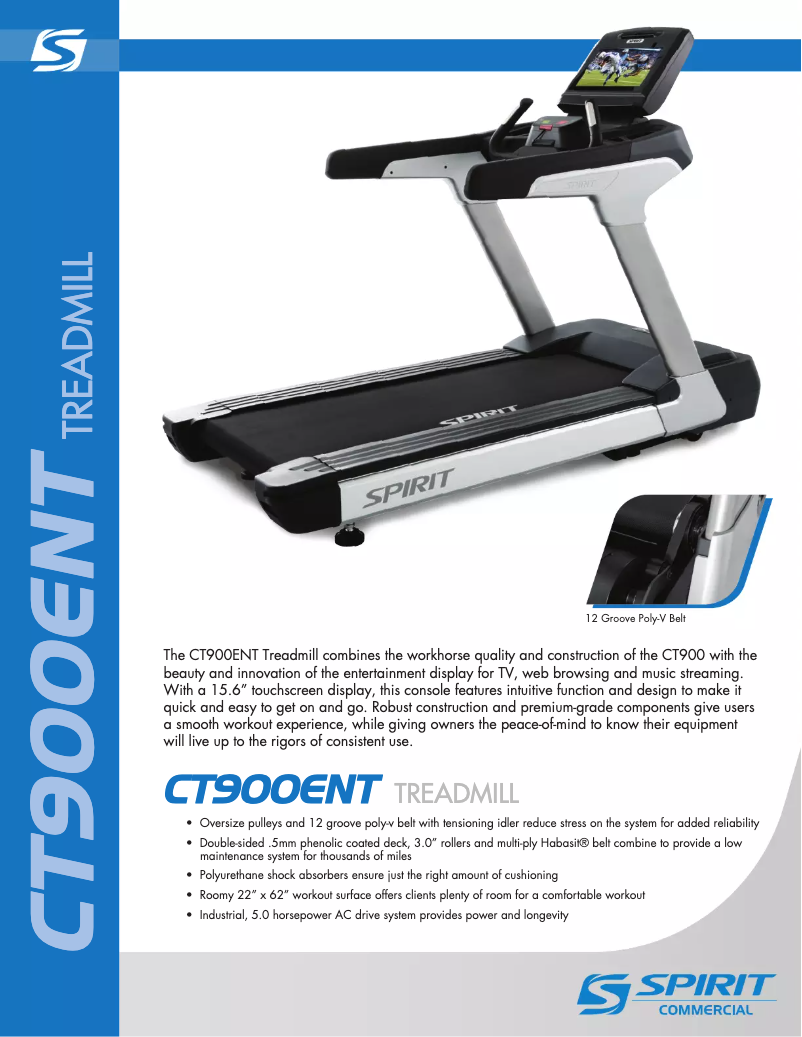 Página 1 del manual Ficha técnica Spirit Fitness CT900ENT