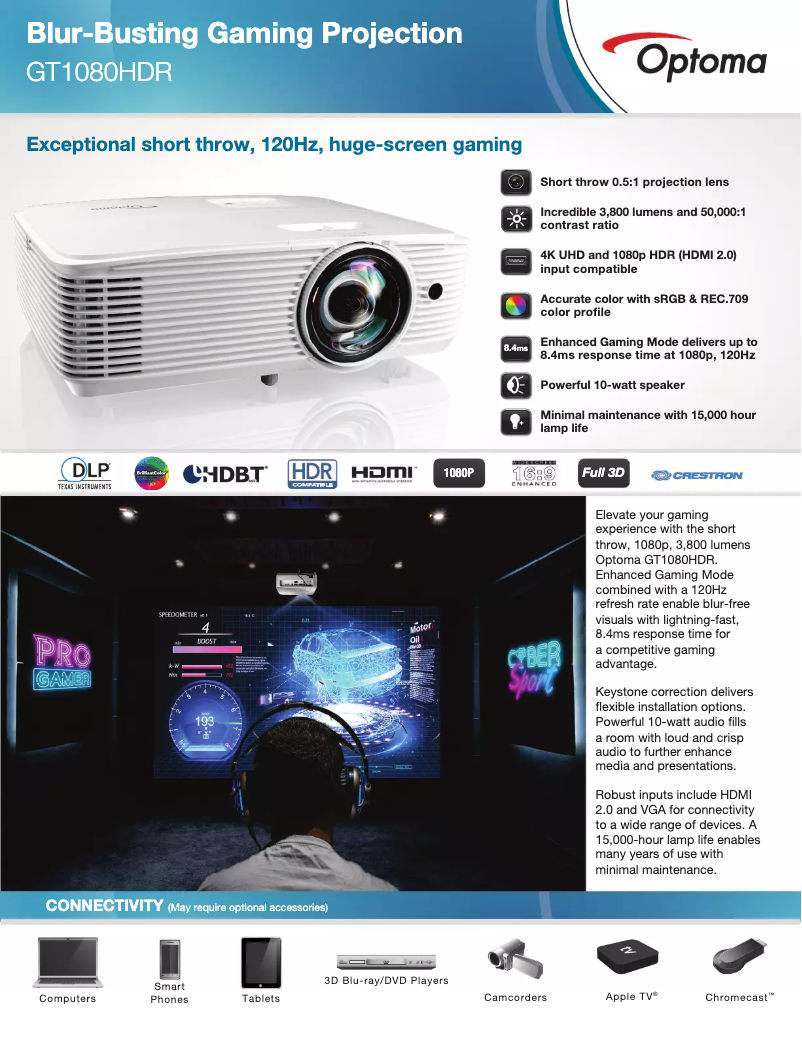 Page n°1 - Fiche technique Optoma GT1080HDR