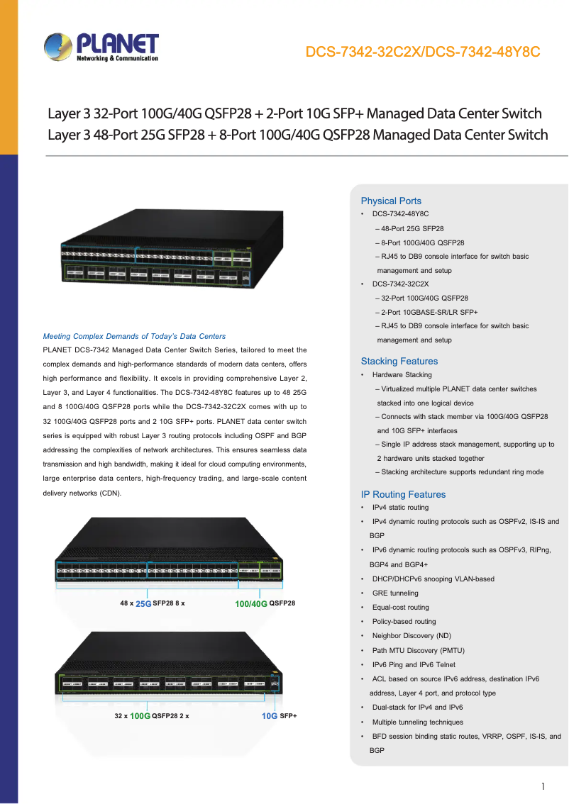 Page n°1 - Fiche technique Planet DCS-7342-32C2X