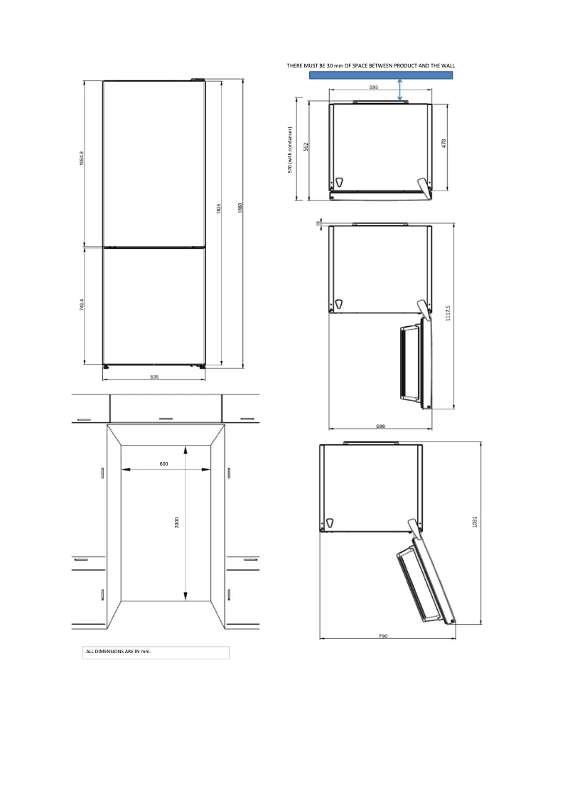 Page 1 de la notice Dessin technique Cylinda KF1385LFBIF