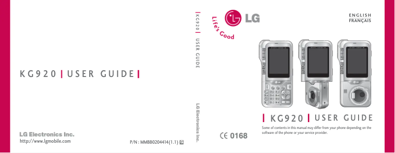 Page 1 de la notice Manuel utilisateur LG KG920